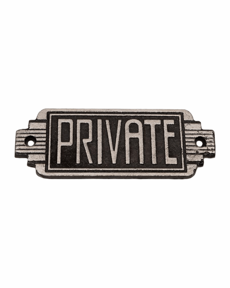 Cast Iron Art Deco Private Sign