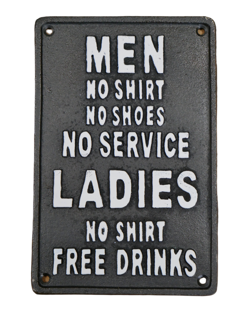 Free Drinks Cast Iron Sign