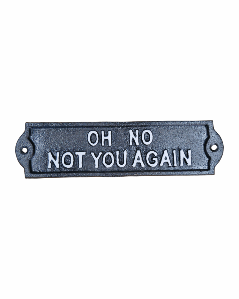 Cast Iron 'Oh No Not You Again' Wall Sign