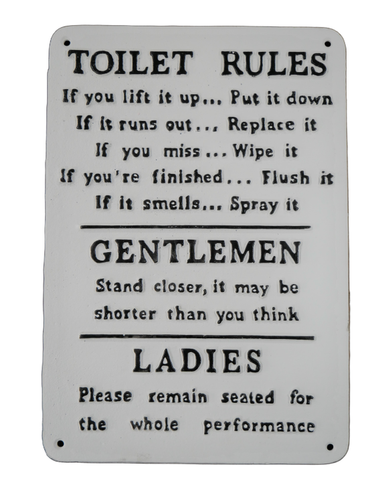 Toilet Rules Cast Iron Sign