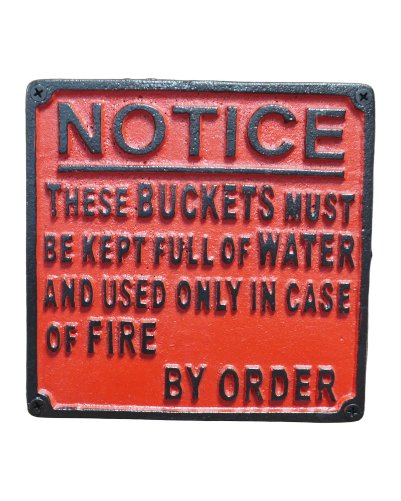Cast Iron Water Bucket Sign