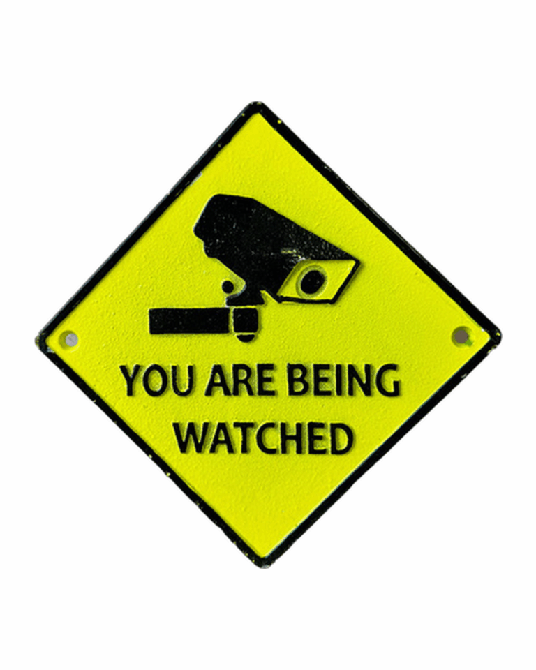 Cast Iron 'You Are Being Watched' Sign with Camera Motif
