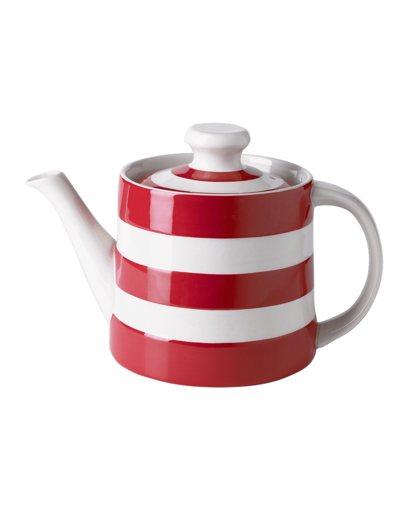 Cornishware Red & White Stripe Teapot