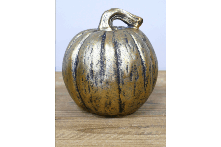 Gold Pumpkin Decoration with Black Accents