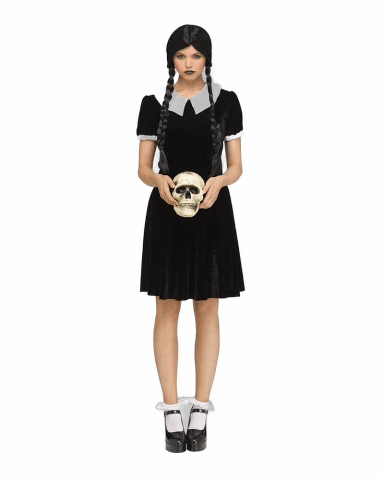 Gothic Velour Dress Costume Wednesday Addams (S-XL)