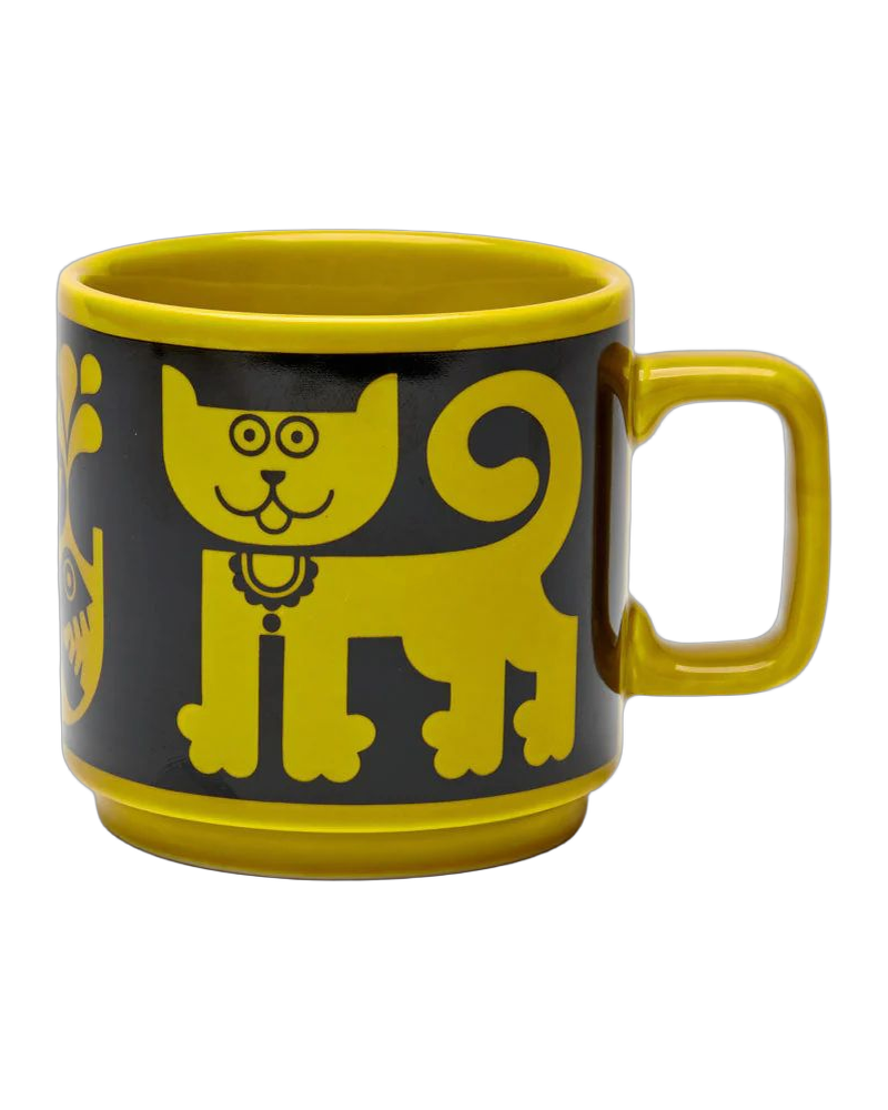 Hornsea Mug – Cat & Piranha Chartreuse