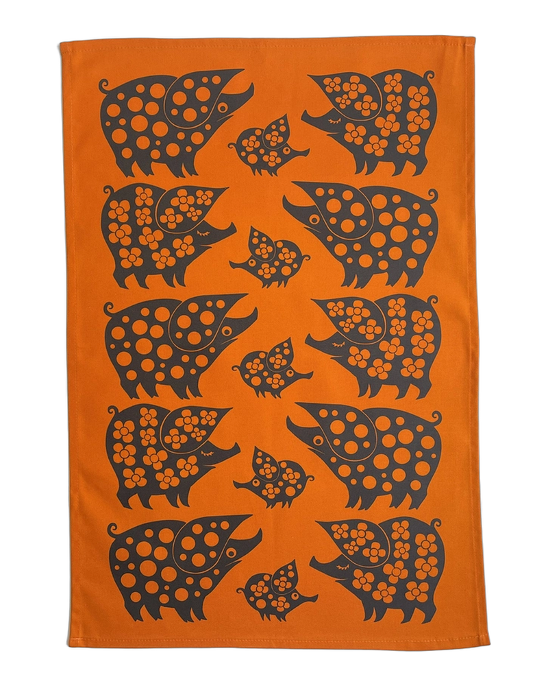 Hornsea Tea Towel – Piggie Orange