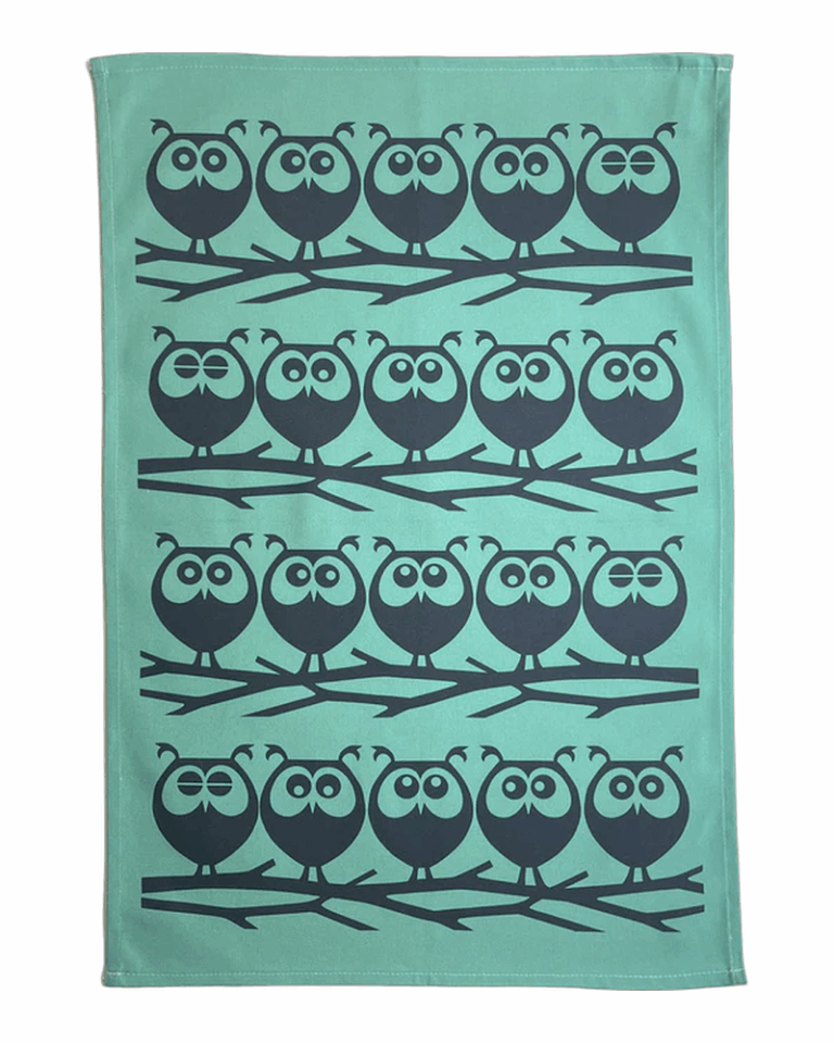 Hornsea Tea Towel - Owls on Branch