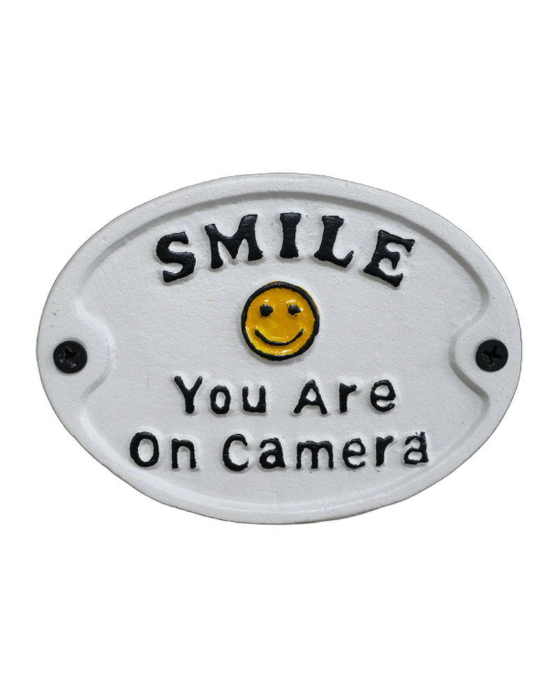 Metal Smile You Are On Camera Sign with Emoji