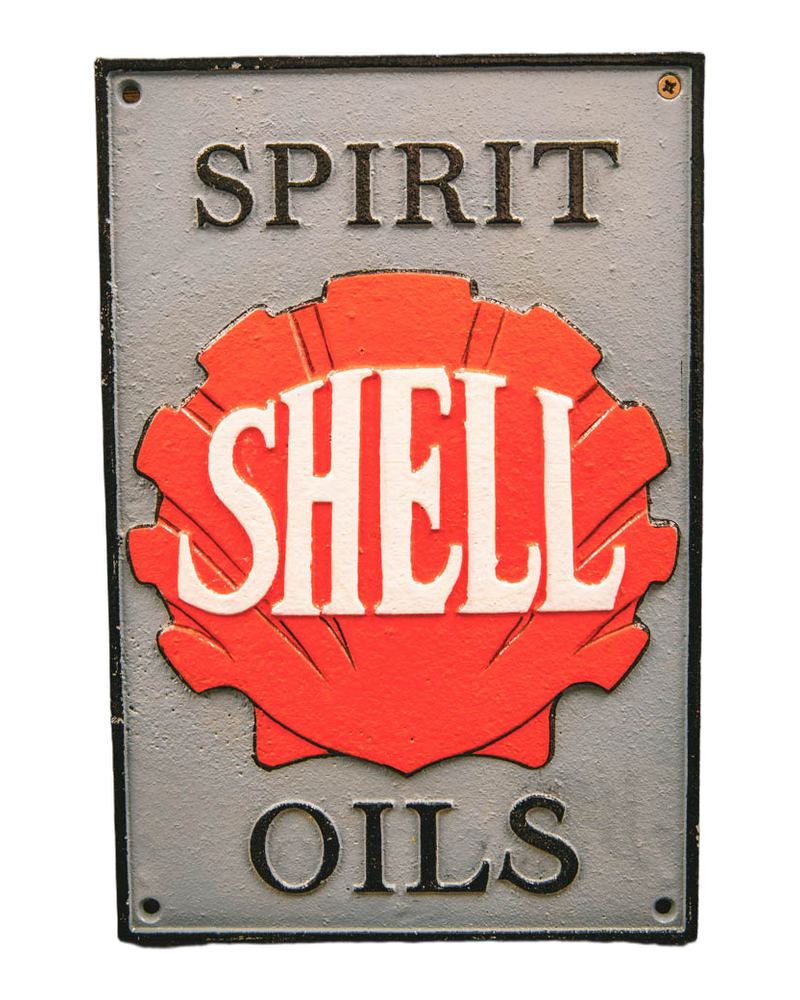 Shell Spirit Cast Iron Sign