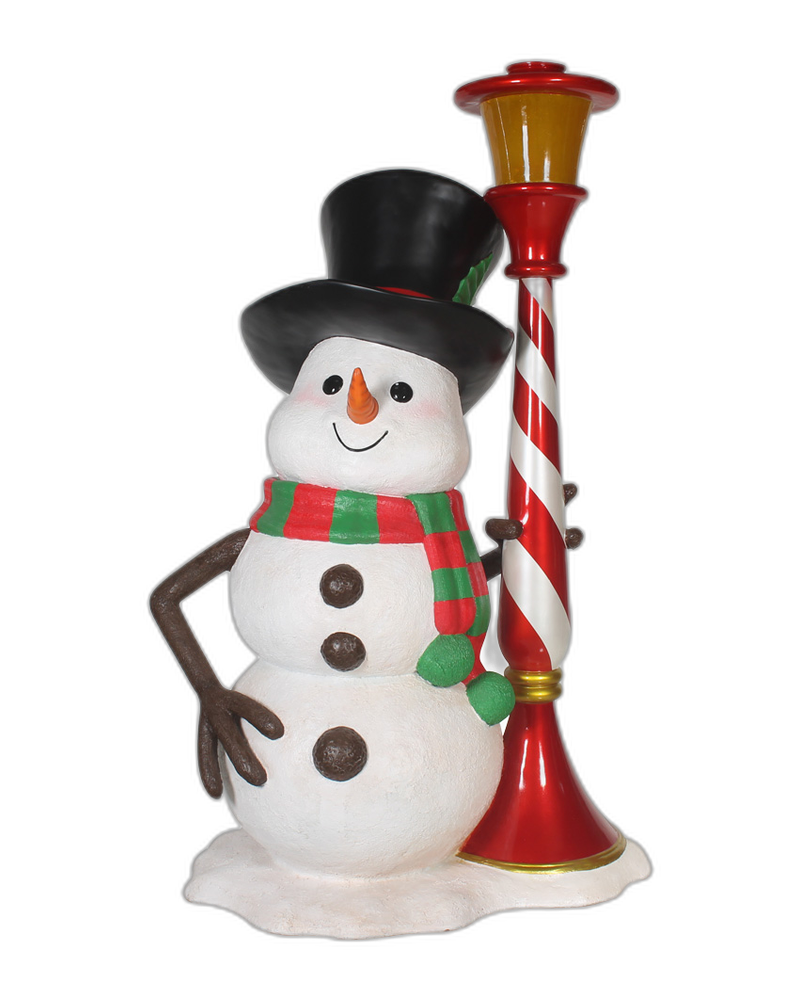 Snowman with Lamp Post Statue