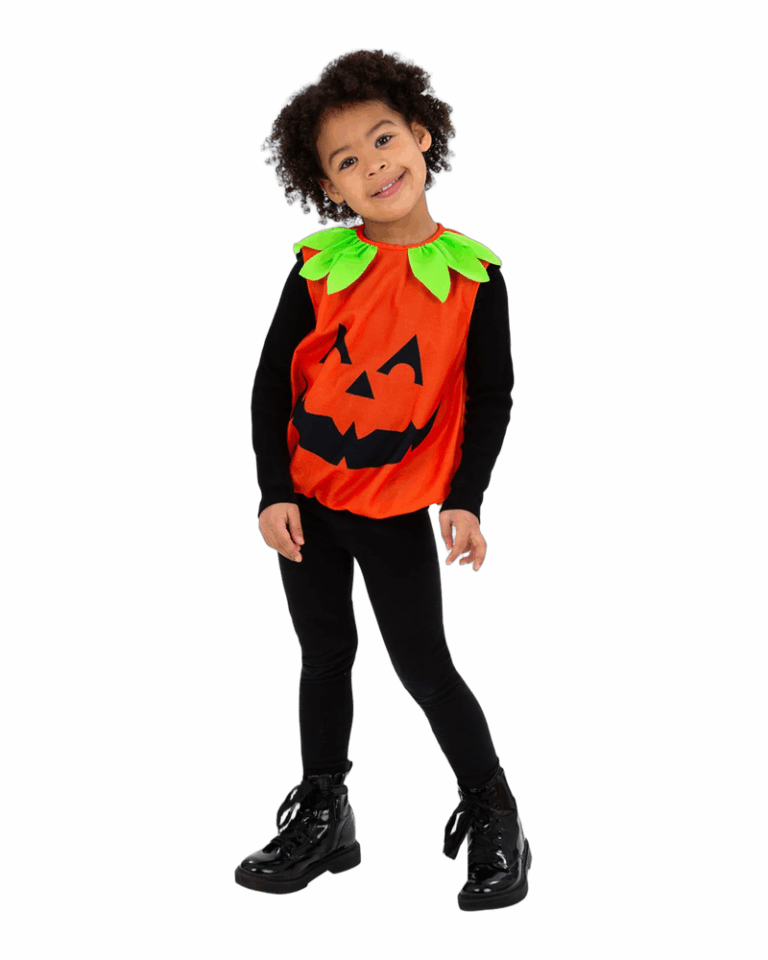 Toddler Pumpkin Costume with Leaf Collar