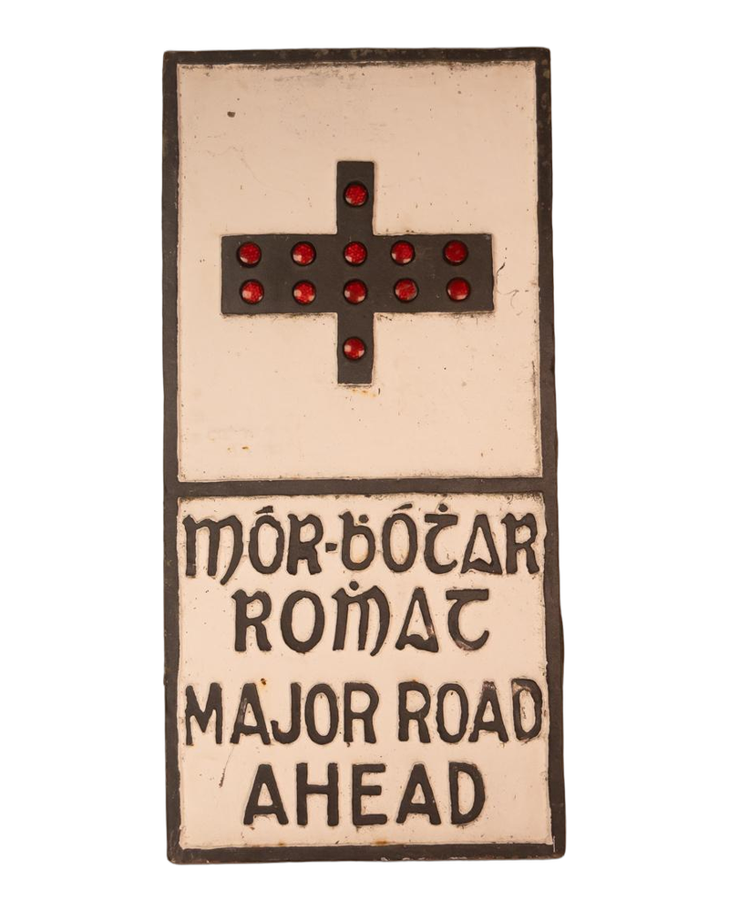 Vintage Irish Major Road Ahead Sign