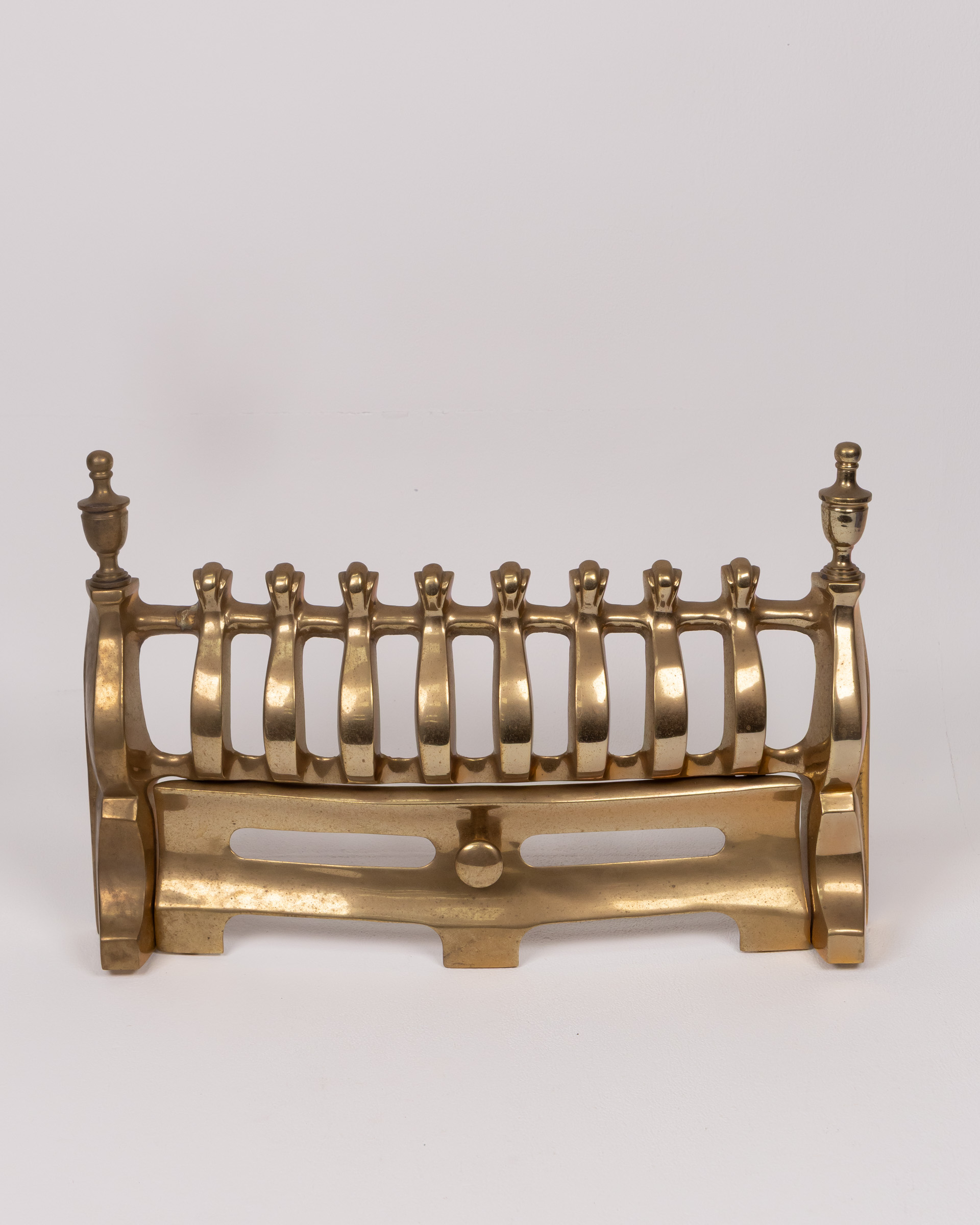 Vintage Brass Fireplace Grate with Decorative Finials