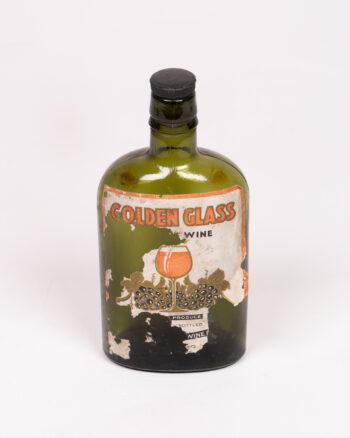 Vintage Golden Glass Wine Bottle with Label