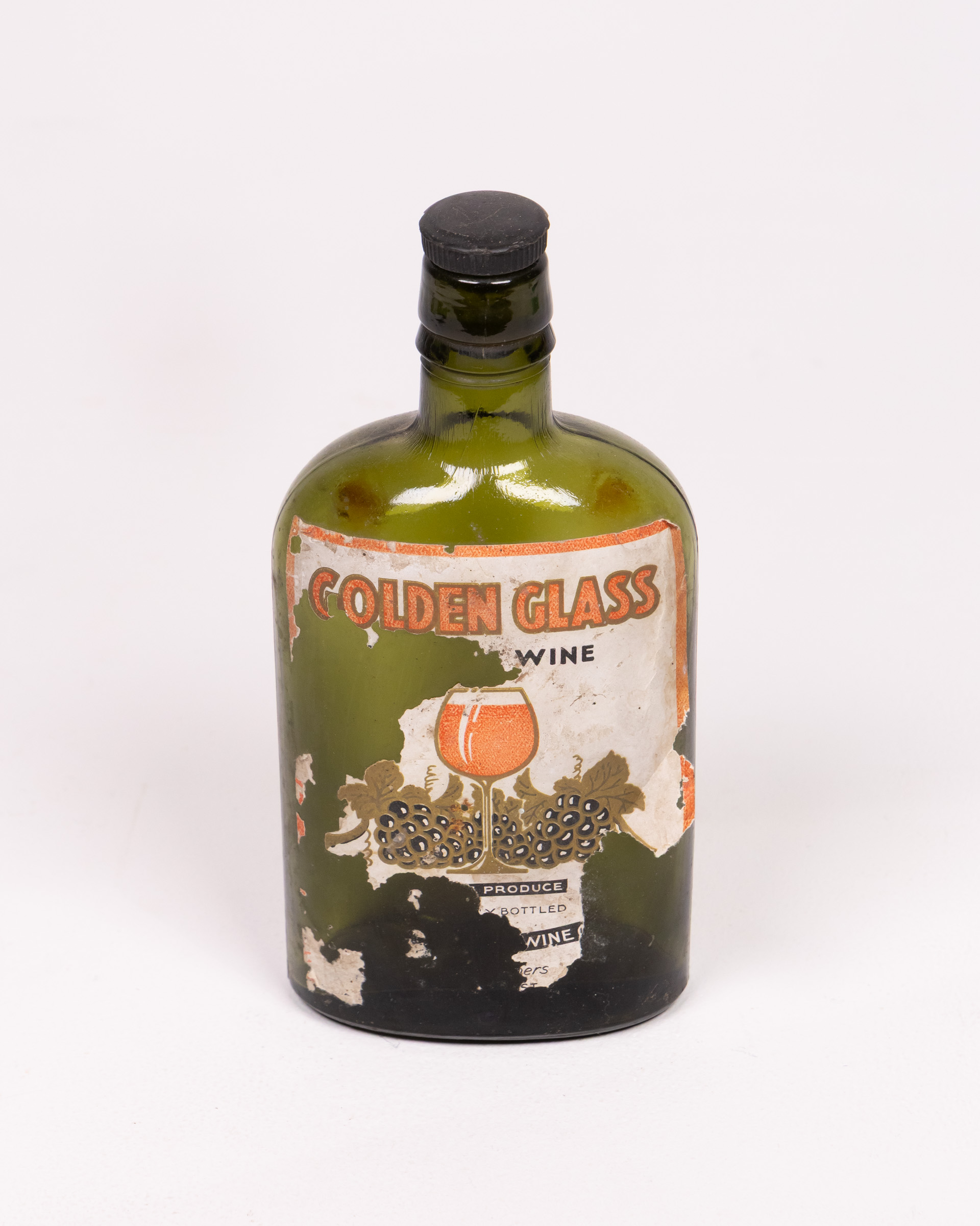 Vintage Golden Glass Wine Bottle with Label