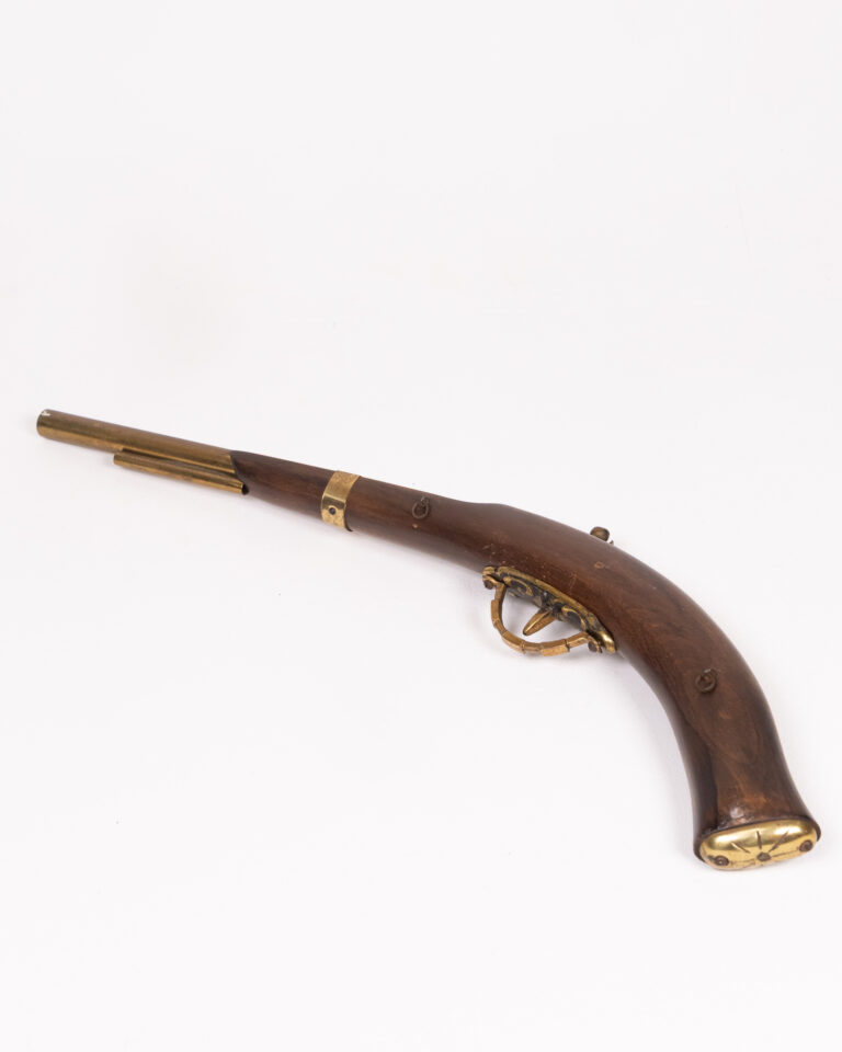 Replica Wooden Flintlock Pistol with Brass Details