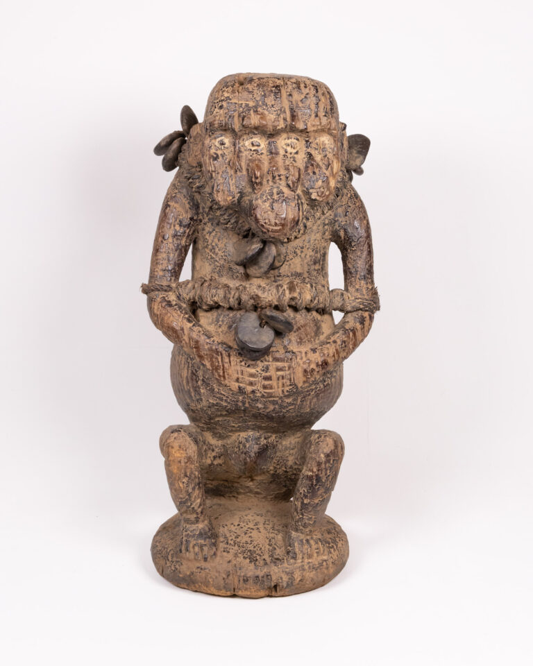 Mboulou Monkey Figure with Multiple Eyes from South Cameroon Wood Carved Figure