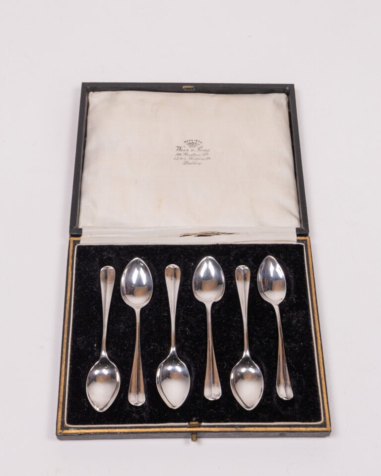 Antique Silver Teaspoons Set with Weir & Sons Case