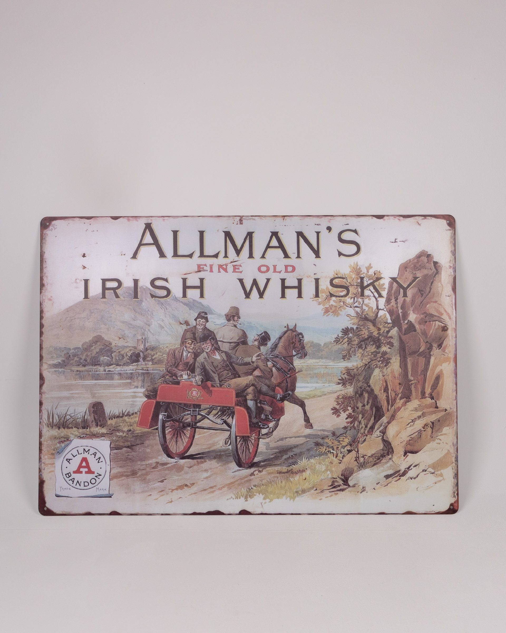 Allman’s Irish Whiskey Metal Sign with Horse and Cart