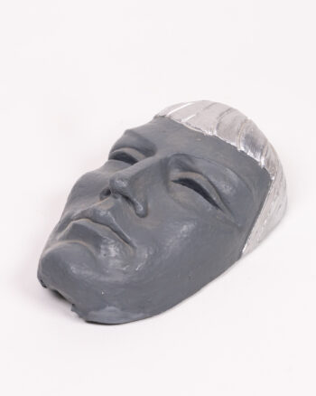 Grey Plastic Wall Mask with Silver Hair