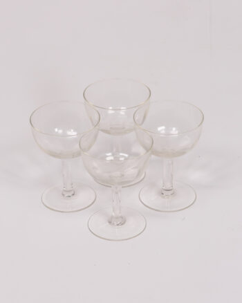 Set of Four Clear Glass Champagne Coupes
