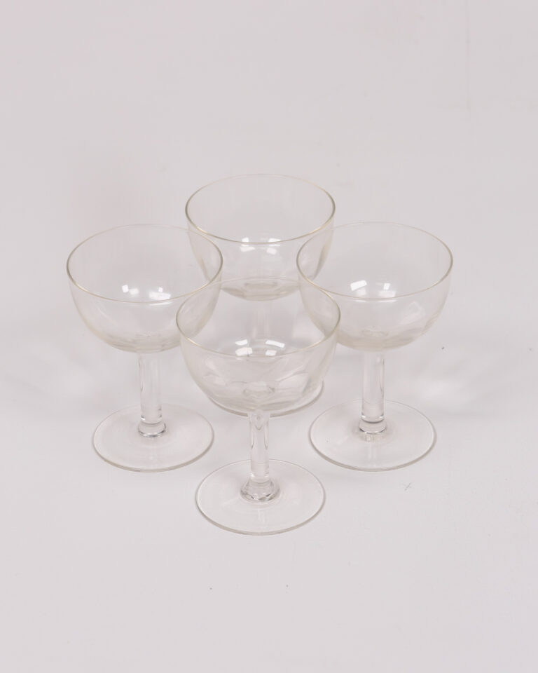 Set of Four Clear Glass Champagne Coupes
