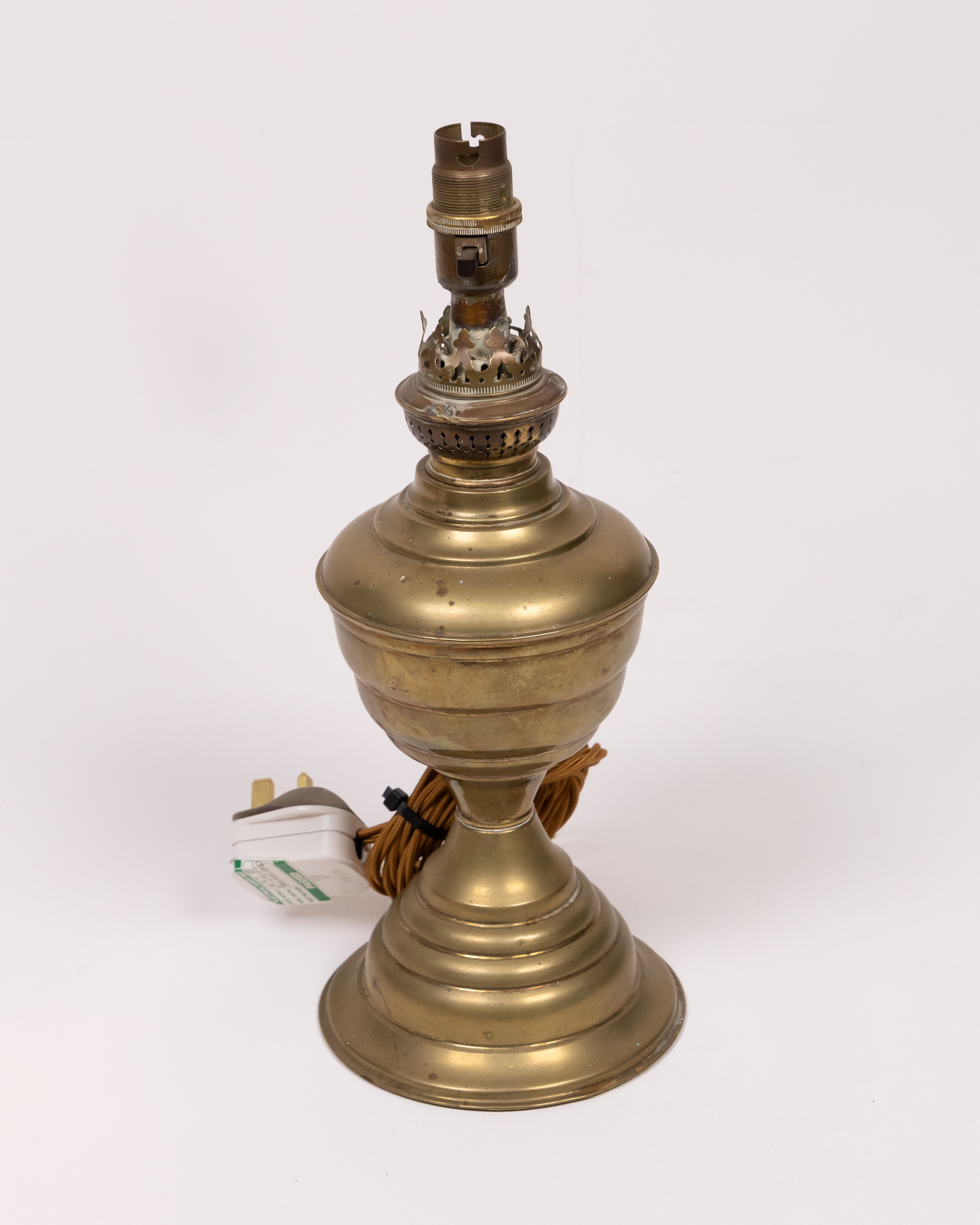 Vintage Brass Oil Lamp Converted with Electric Fitting