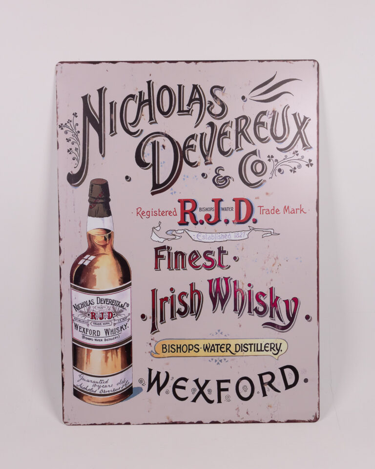 Nicholas Devereux Irish Whisky Metal Advertising Sign