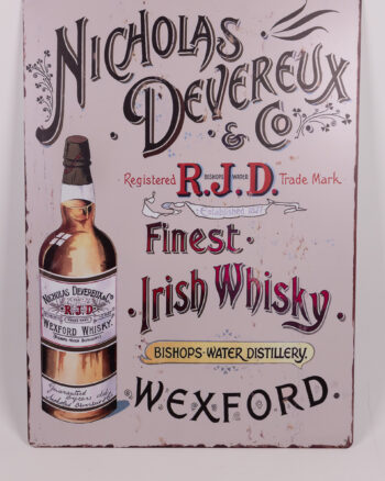 Nicholas Devereux Irish Whisky Metal Advertising Sign