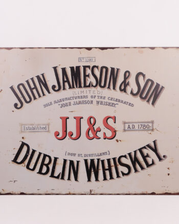 John Jameson & Son Dublin Whiskey Metal Sign with Text