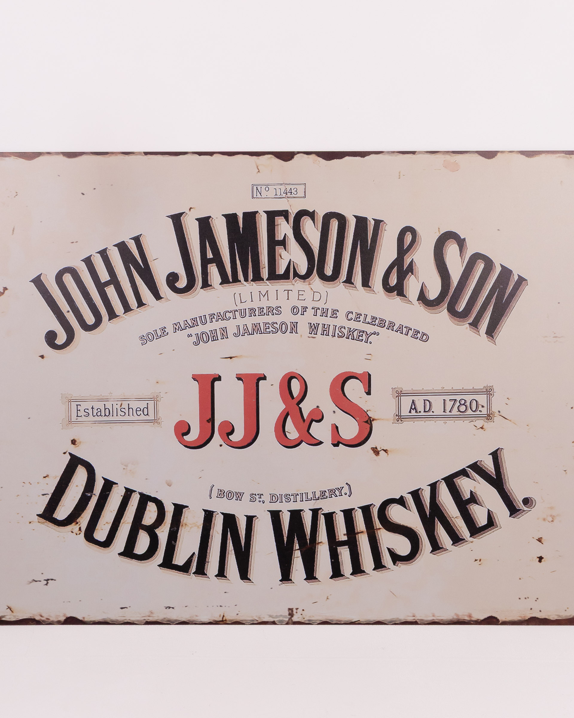 John Jameson & Son Dublin Whiskey Metal Sign with Text
