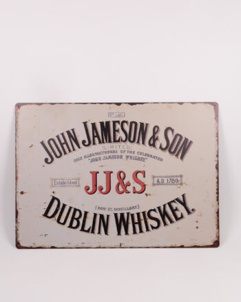 John Jameson & Son Dublin Whiskey Metal Sign with Text