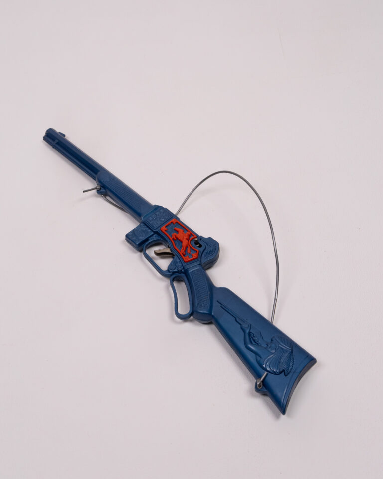 Vintage Blue Plastic Toy Rifle with Indian Detail By DiBro