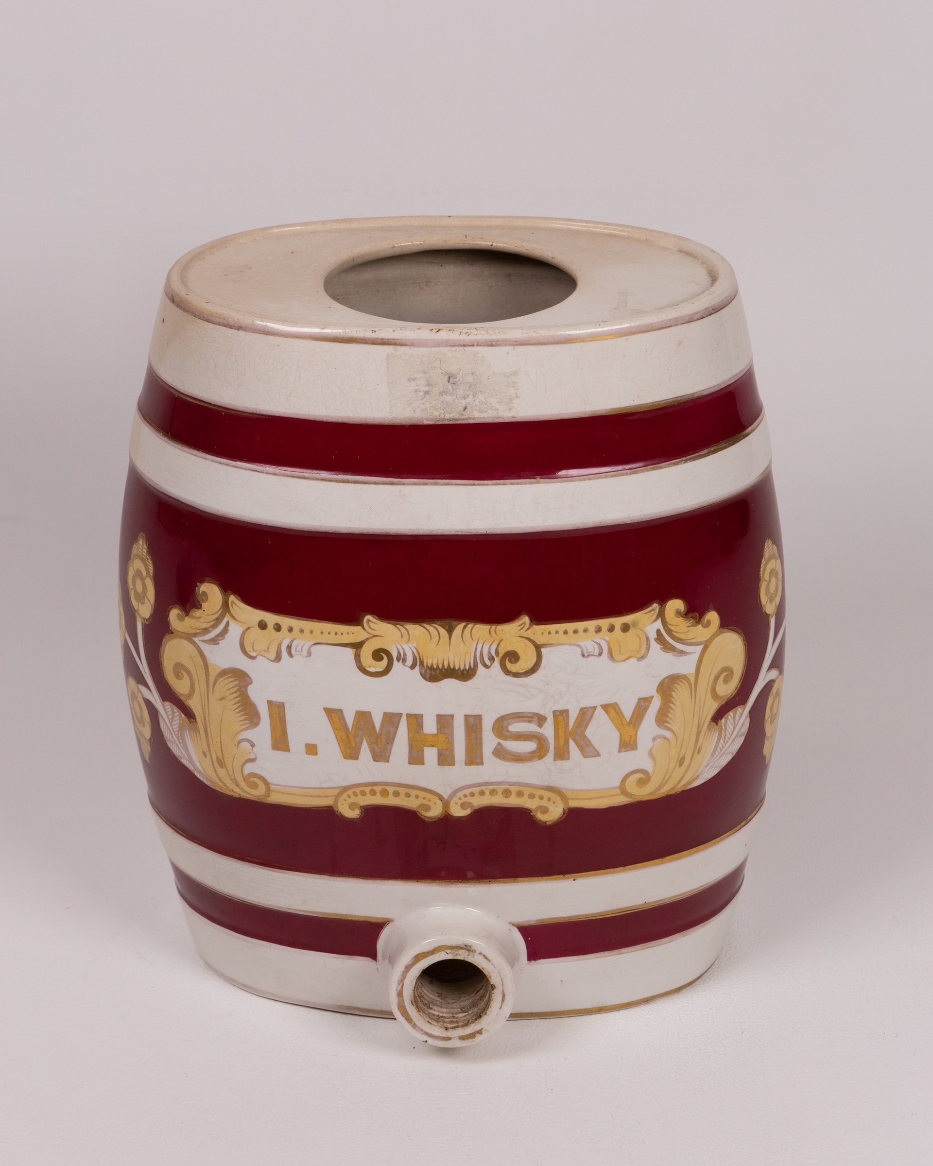 Victorian Ceramic IRISH WHISKY Barrel Dispenser with Spigot