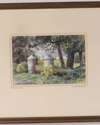 Framed Watercolour Painting, Irish Landscape with Gate