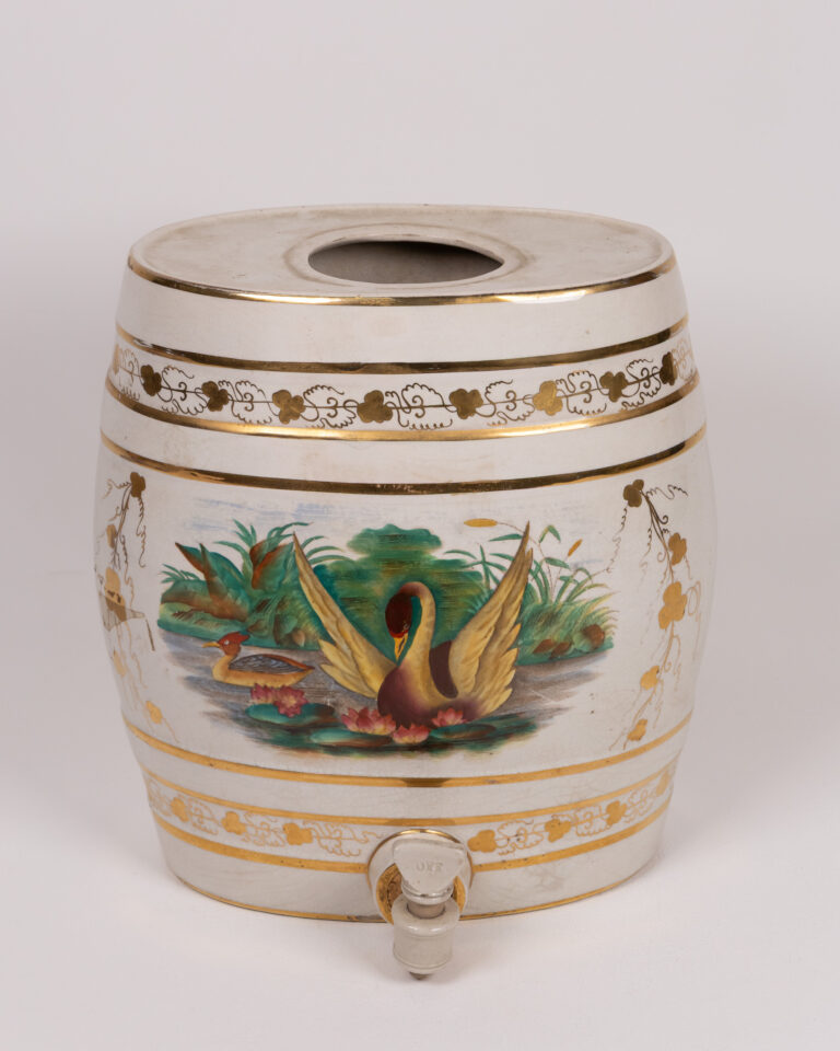 Vintage Irish Whiskey Ceramic  Dispenser with Swan Decoration