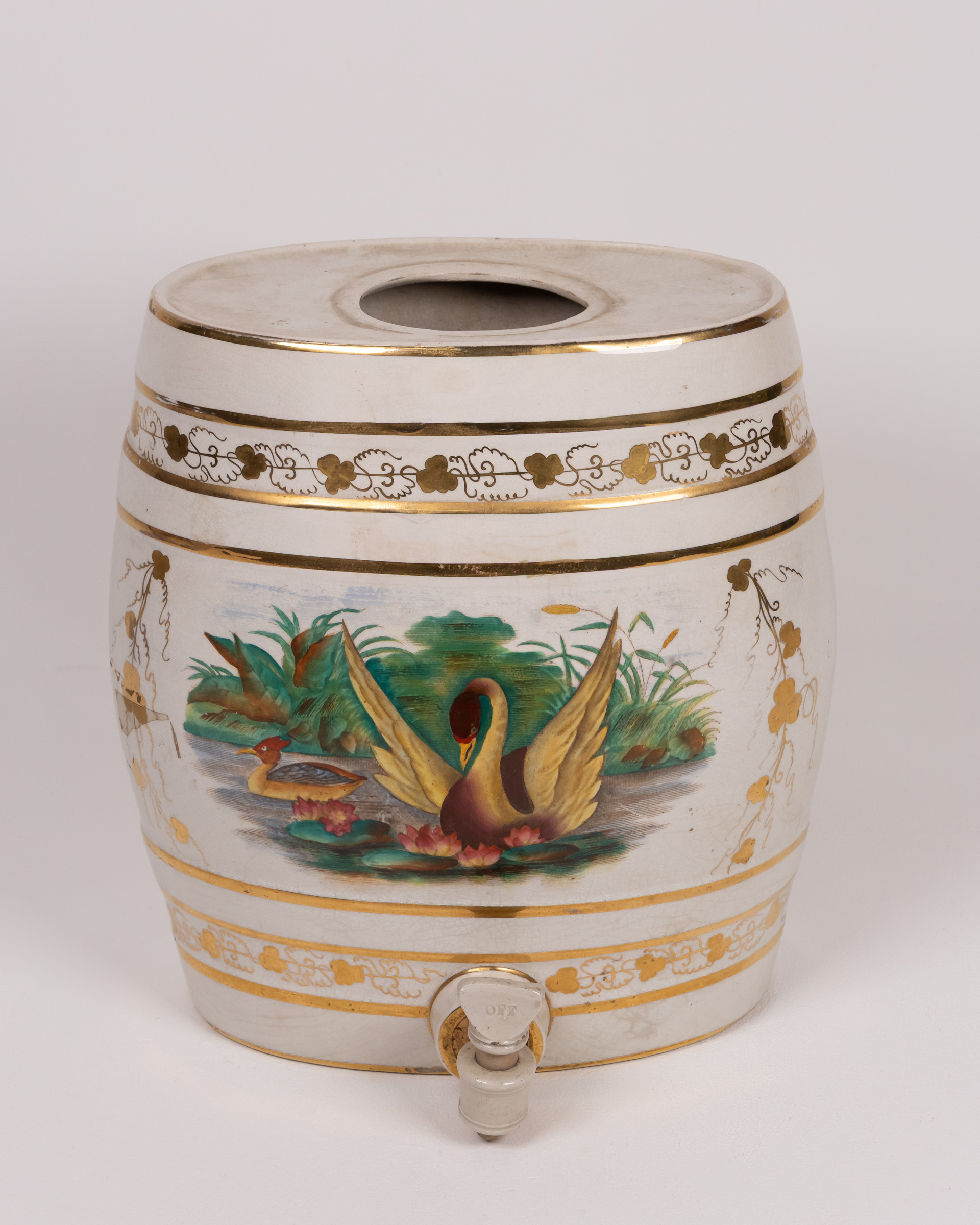 Vintage Irish Whiskey Ceramic  Dispenser with Swan Decoration