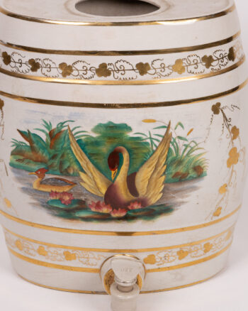 Vintage Irish Whiskey Ceramic  Dispenser with Swan Decoration