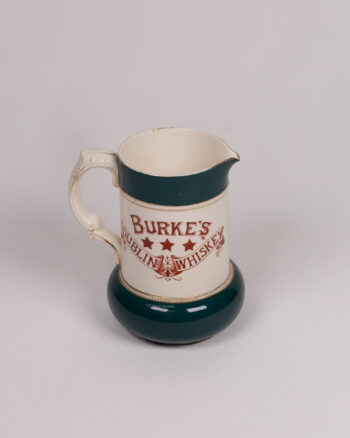 Antique Burke’s Dublin Whiskey Ceramic Jug with Gold Trim