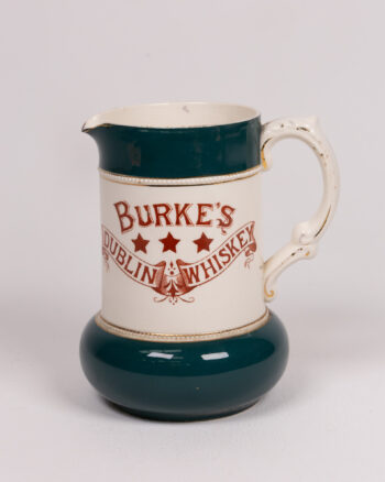Antique Burke’s Dublin Whiskey Ceramic Jug with Gold Trim