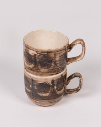 Ceramic Cups with Brown and Cream Swirl Design