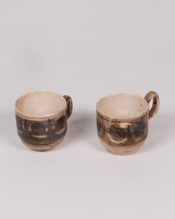 Ceramic Cups with Brown and Cream Swirl Design