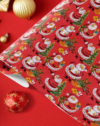 Red Retro Santa Claus Christmas Gift Wrap