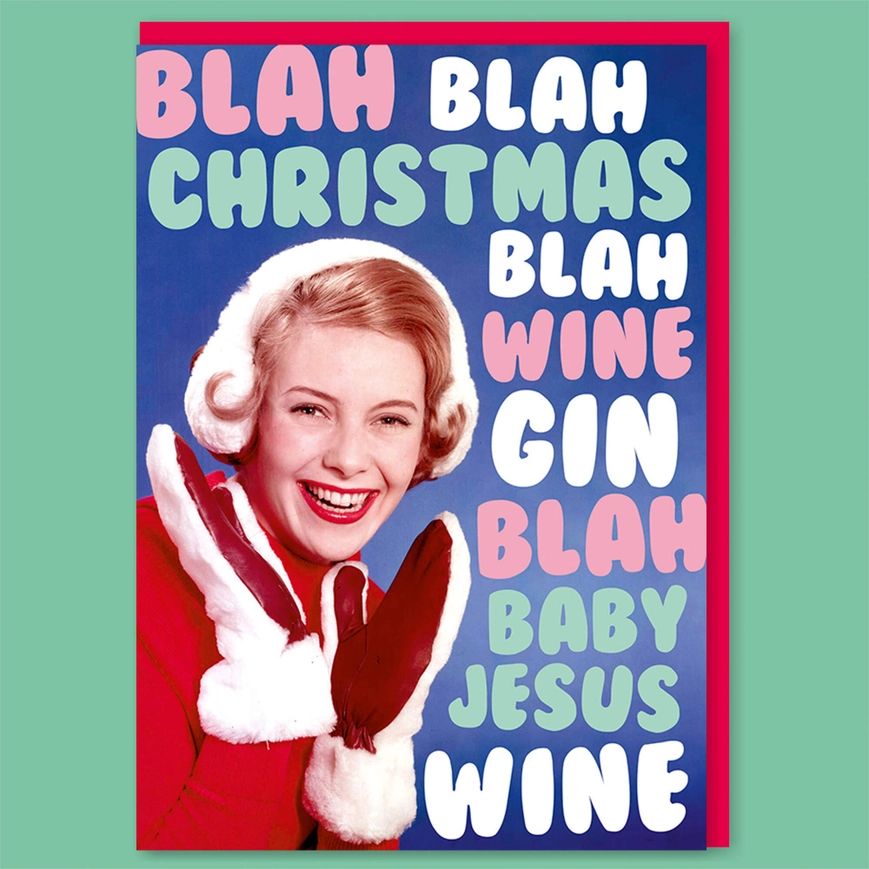 Blah Blah Wine Gin Blah Greeting Card