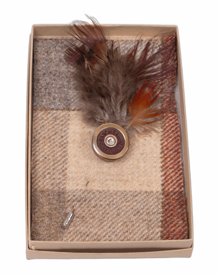 Fine Feathers Brass Shotgun Cartridge Lapel Pin