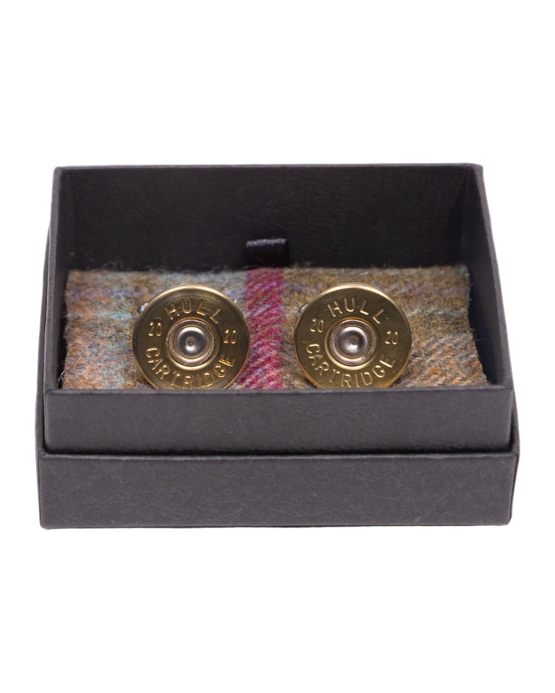 Fine Feathers Gold Shotgun Cartridge Cufflinks with Gift Box