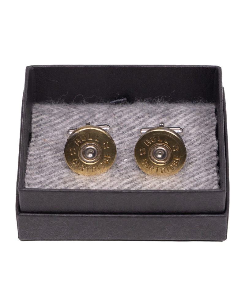 Fine Feathers Gold Shotgun Shell Cufflinks