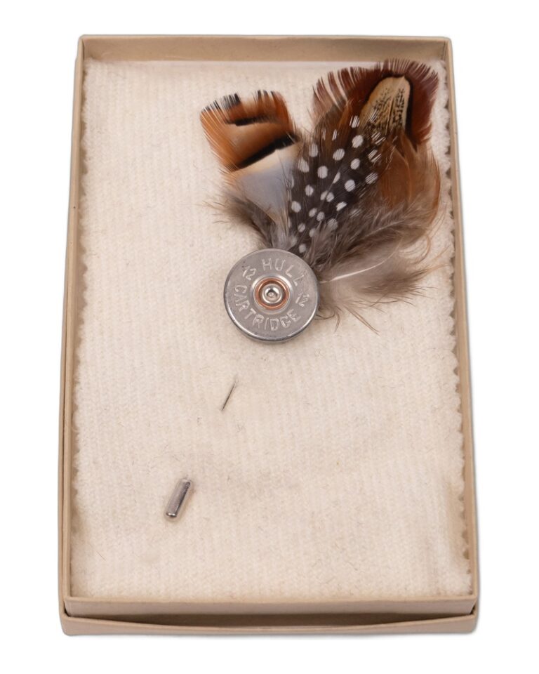Fine Feathers Metal Cartridge Lapel Pin with Feather Detail
