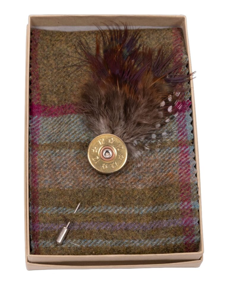 Fine Feathers Shotgun Cartridge Lapel Pin with Feather